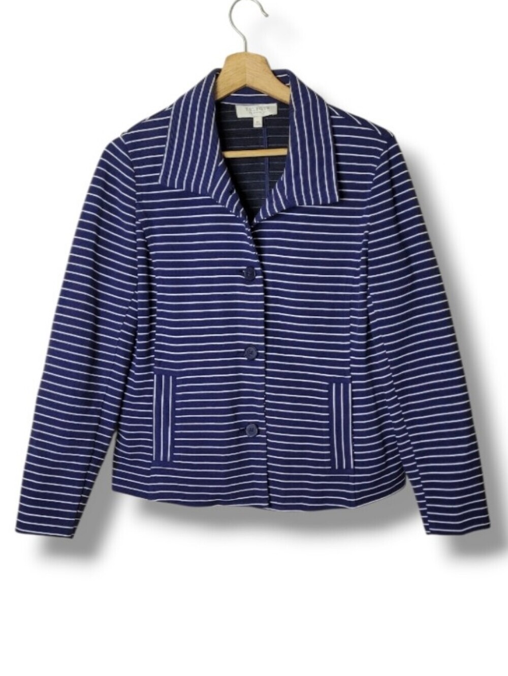 Talbots Navy Blue White Striped Jacket MP